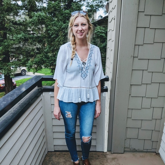 Abercrombie and Fitch Embroidered Boho Top - Picture 3 of 4